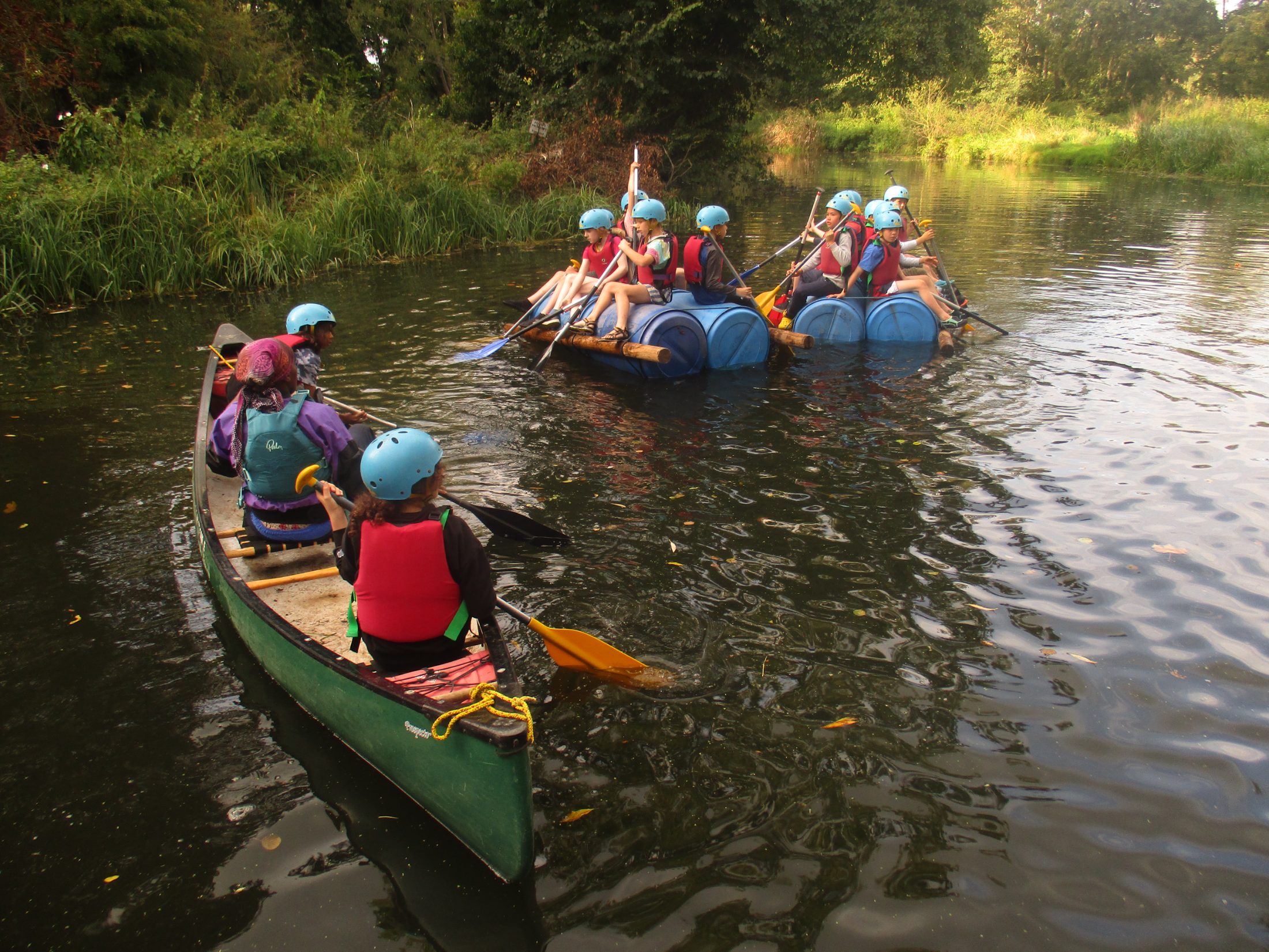 Scouts canoeing on the river in Cambridge